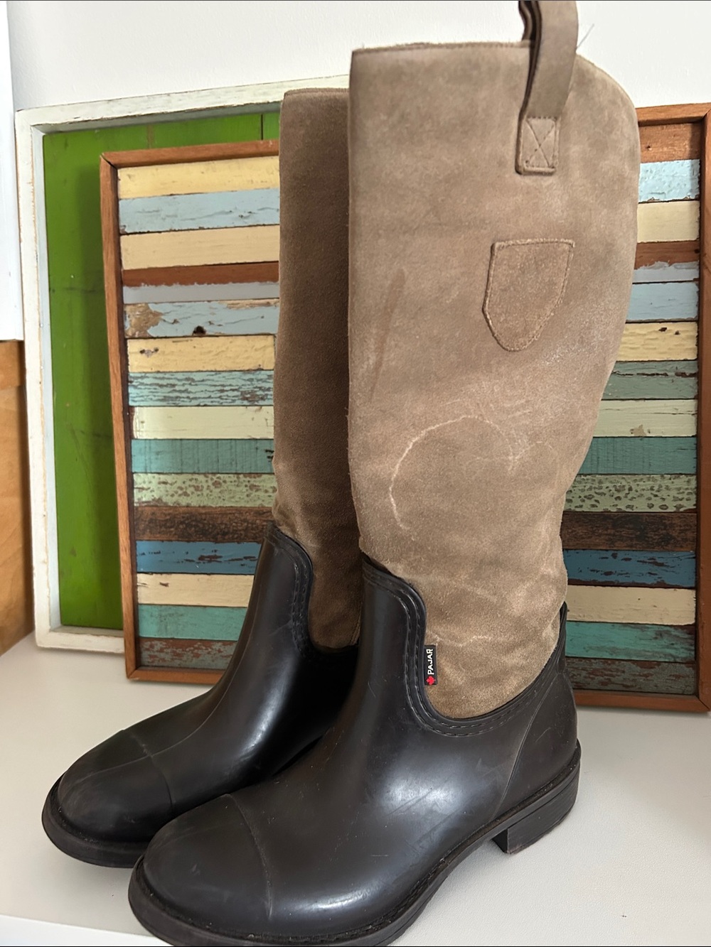 Pajar Tan Suede with Dark Brown waterproof Heeled Boots